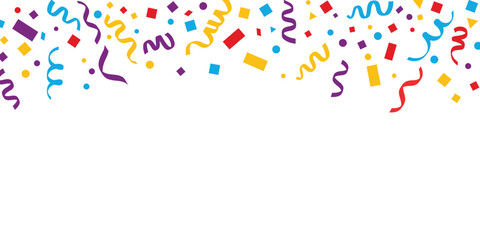 Colorful Celebration Confetti with Streamers and Geometric Shapes, Festive Vector Illustration for Party and Event Design