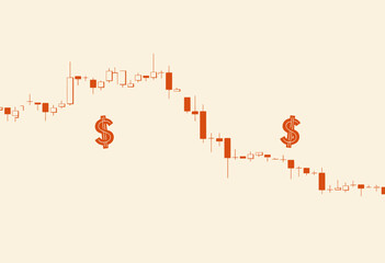 Stock market decline chart with dollar signs indicating loss  