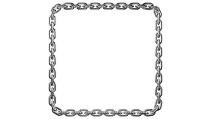 Presenting a sleek metallic chain border against transparent background offering strength and industrial style in a contemporary design.