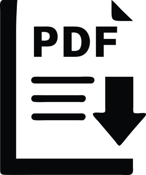 Vector art of a pdf file icon with a download arrow, isolated on white background