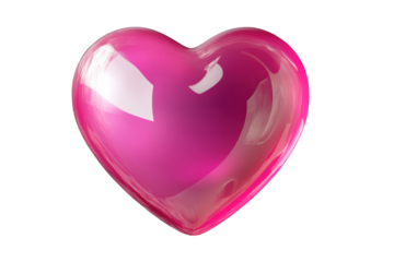 Bold shiny pink heart with vibrant hue
