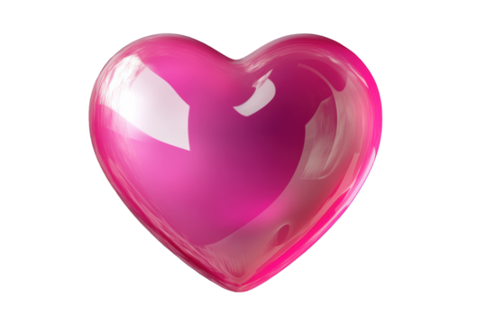 Bold shiny pink heart with vibrant hue