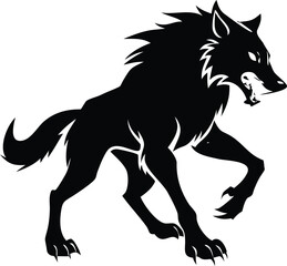 Angry Wolf Silhouette – Wild Animal Vector Illustration