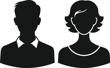 Simple Black Silhouettes of Man and Woman