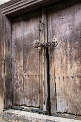 wooden door in the old house