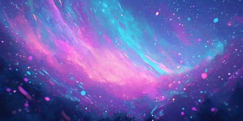 Artistic abstract galaxy sky illustration with vibrant purple and teal