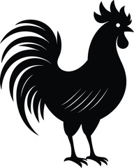 Black Rooster Silhouette Farm Animal Illustration