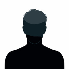 Anonymous Person Silhouette with Dark Hair Faceless Profile for User Avatar or Placeholder Isolated on White Background Vector Illustration Minimalist Style