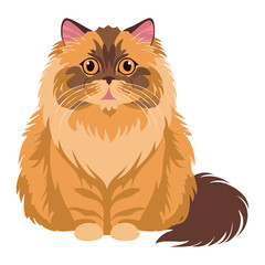 Long-haired Bi-color Cat Posing Illustration
