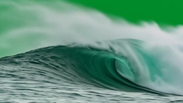 The Ocean's Cresting Power: The image showcases a breathtaking moment of nature's raw power as a colossal wave unfurls. The crystal-clear water captures and reflects the sky above.