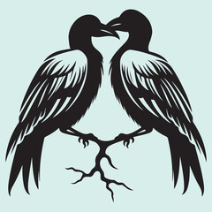 Fototapeta premium Vultures on Branch Silhouette