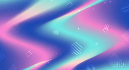 Vibrant Holographic Gradient Background with Abstract Geometric Shapes

