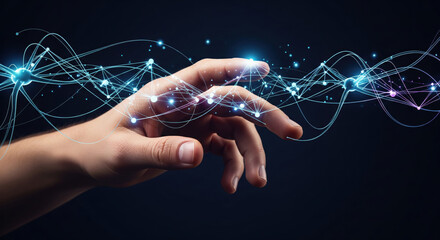 Hand Touching Glowing Network Connection – Technology and Innovation