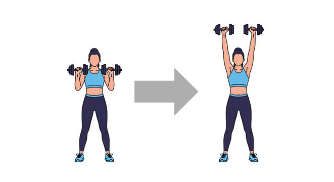 Dumbbell overhead press exercise for shoulder strength and upper body development