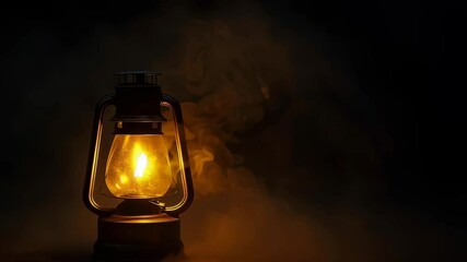 A lantern is lit in a dark room. The light from the lantern casts a warm glow on the surrounding area. The atmosphere is cozy and inviting, making it a perfect setting for relaxation or storytelling - Powered by Adobe