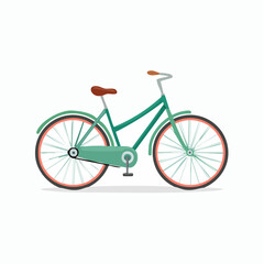 Fototapeta premium Illustration of a green bicycle with brown accents isolated on a white background.