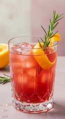 Refreshing citrus cocktail with rosemary garnish in crystal glass