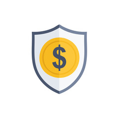 A shield icon with a dollar coin, symbolizing financial protection.