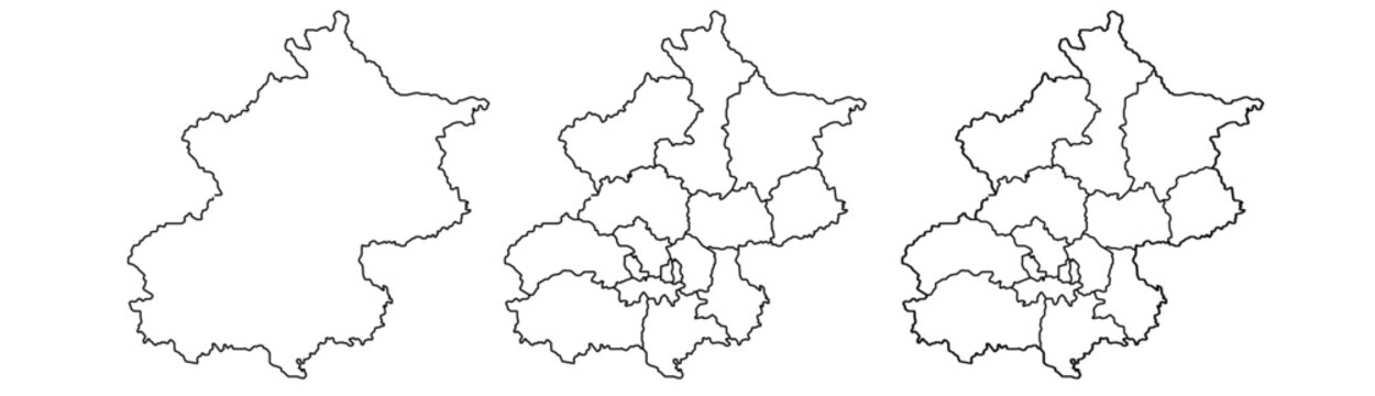 Beijing map &ndash; vector illustration of districts, streets, and landmarks