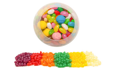 Colorful jelly beans isolated on white.