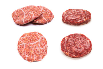 Raw minced beef isolated on white background.