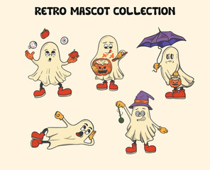 Cute Retro Ghost Mascot Collection