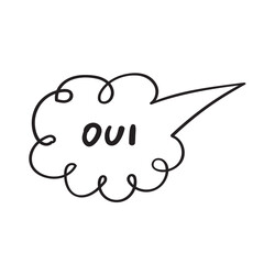 Oui or Yes in French. Outline vector illustration on white background. .