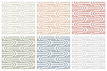 Fototapeta premium Abstract geometric seamless pattern set in pastel colors collection for design
