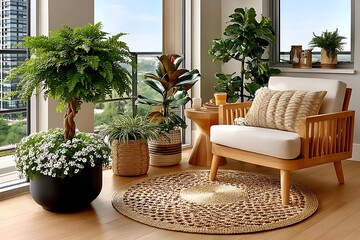 Eco-friendly mat with leafy arrangement high resolution photo