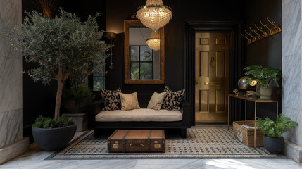 Art Deco House Foyer with Glamorous Features and Design