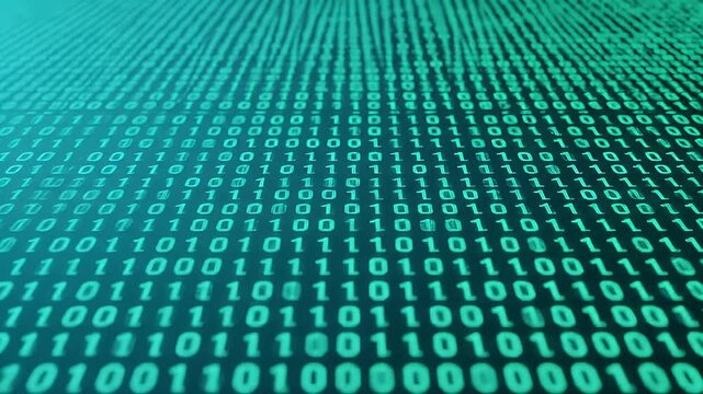 Illuminated Blue Binary Code Number Rows Abstract Background For Technology And Digital Concept