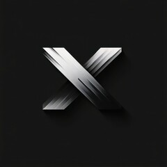 Modern metallic design showcasing a stylized letter X against a sleek black background emphasizing shape and texture