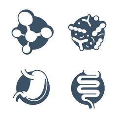 Probiotics icons set for nutrients, in monochrome style