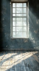 Sunlight Streaming Through Window in Empty Rustic Room