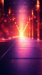 Illuminated Corridor Perspective with Tile Floor and Glowing Orbs