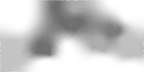 Abstract radial halftone gradient texture. Vector concentric dotted grunge background for poster, overlay, cover, card. Pixelated retro backdrop