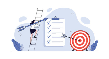 Achieving goals with focused effort and clear objectives making progress towards target