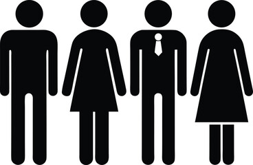 Simple Black Pictogram Icons of a Business Team