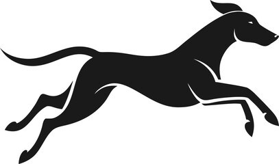 Obraz premium Sleek Black Dog Silhouette in Mid Leap Action