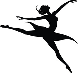 Elegant Ballerina Silhouette in mid air graceful pose