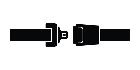 Seat belt icon. Safety seat belt flat icon. open sit belt vector. Fasten your seat belt sign. Driver protection strip with buckle concept on white background.