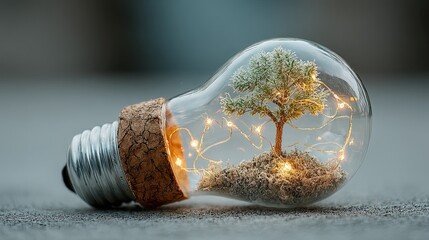 Light bulb with sprout growing inside representing innovation, green ideas, sustainability, and eco inspiration