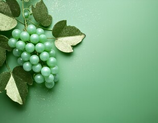 Pale lilac glitter grapes on pale lilac background with copy space. Generated image