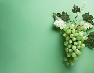 Pale lilac glitter grapes on pale lilac background with copy space. Generated image