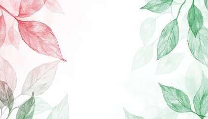 Elegant Watercolor Design Featuring Delicate Leaves in Soft Pastel Colors for Botanical Background