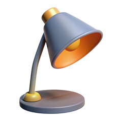 Stylized 3d desk lamp with warm light isolated on transparent background