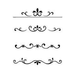 Gold text dividers doodle set. Wedding decorative elements. Divider ornament, borders, floral, vintage line separators. Hand drawn vector illustration isolated on white background. Set page dividers.
