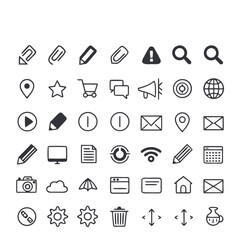 Collection of black outline icons for web and mobile app design