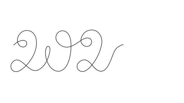 2026 and Christmas toy one line art animation, hand drawn continuous drawing contour motion. Holiday concept, festive tree ball. New year outline video. 4k self-drawing movi