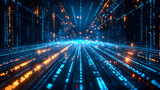 Comprehensive Digital Data Ecosystem, featuring central technology infrastructure with interconnected data flows linking multiple devices and cloud systems for efficient information management and com